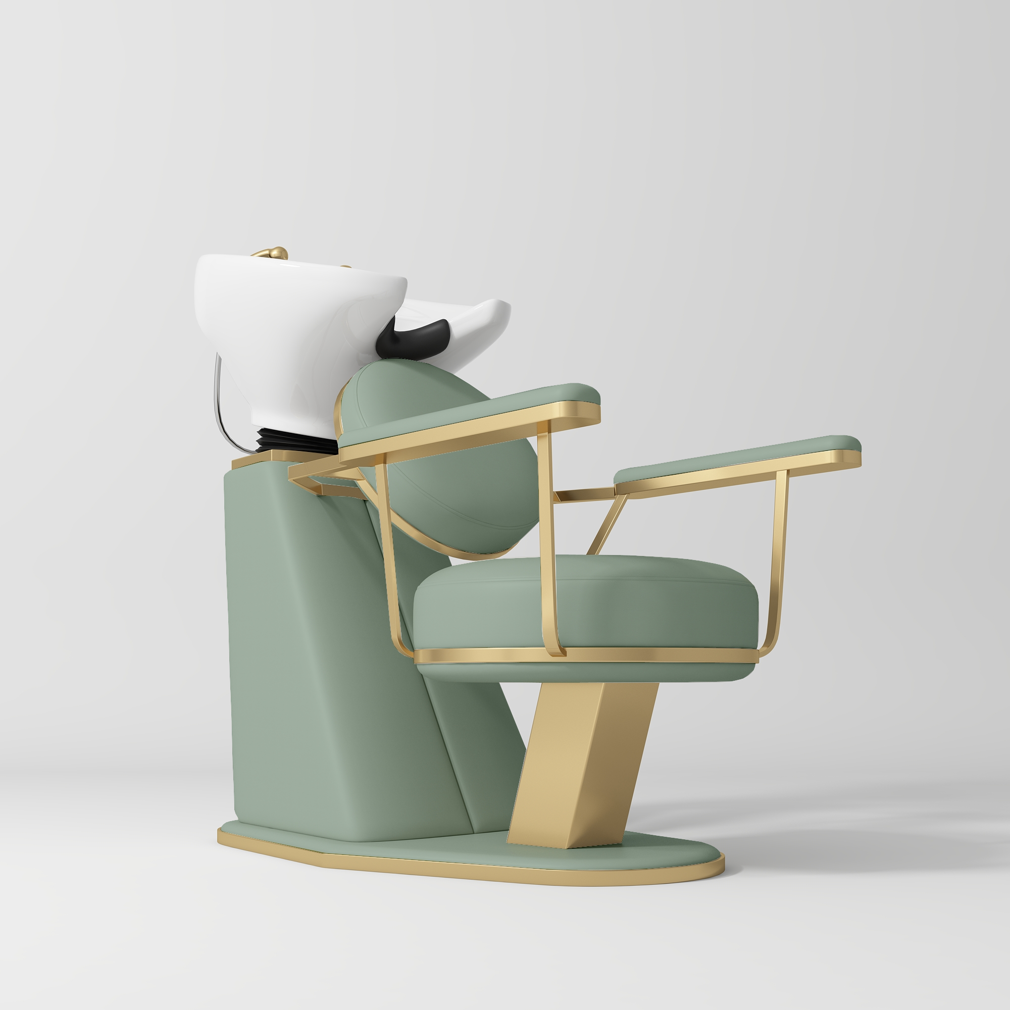 Élise Luxury Salon Shampoo Chair with Adjustable Ceramic Basin Olive