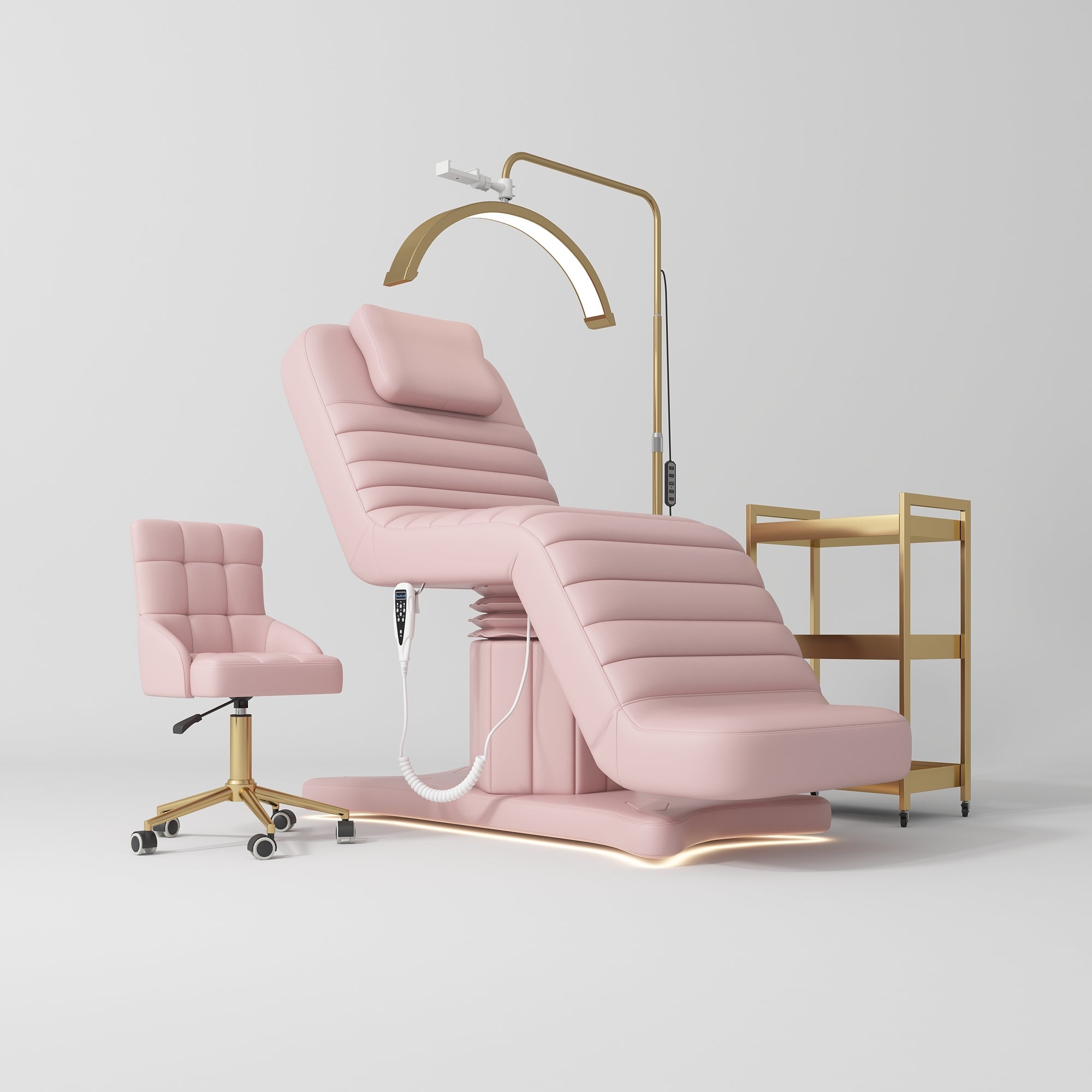 Grandeur Professional Studio Set – Beauty Bed, Chair, Moonlight & Trolley Bare Blush