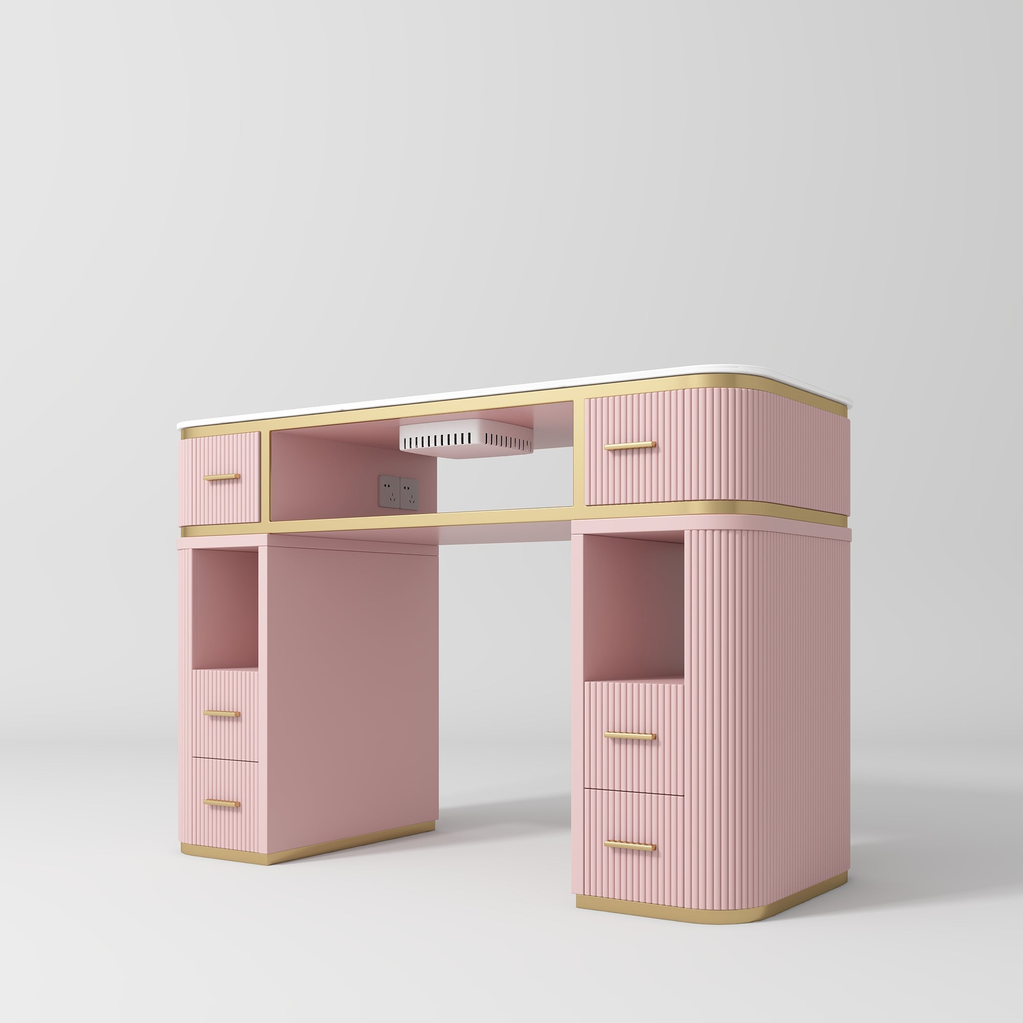 Glam Station Manicure Table with Built-In Nail Dust Extractor Bare Blush