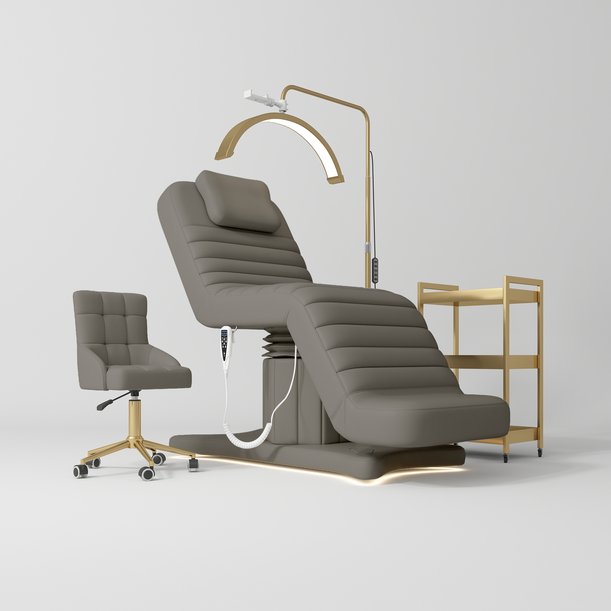 Grandeur Professional Studio Set – Beauty Bed, Chair, Moonlight & Trolley Deep Ash