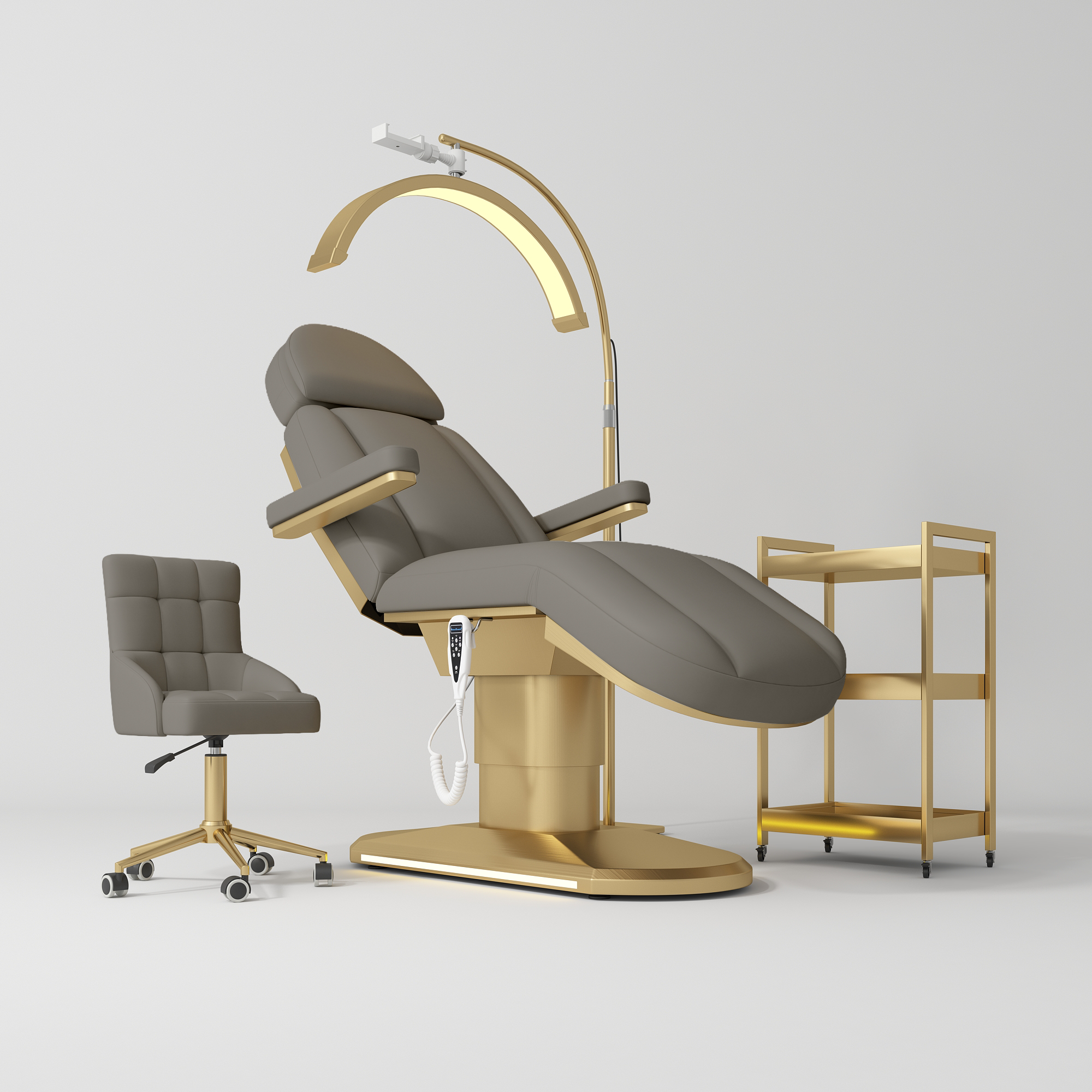 Étoile Complete Beauty Salon Set – Beauty Bed, Chair, Moonlight Lamp & Trolley Deep Ash