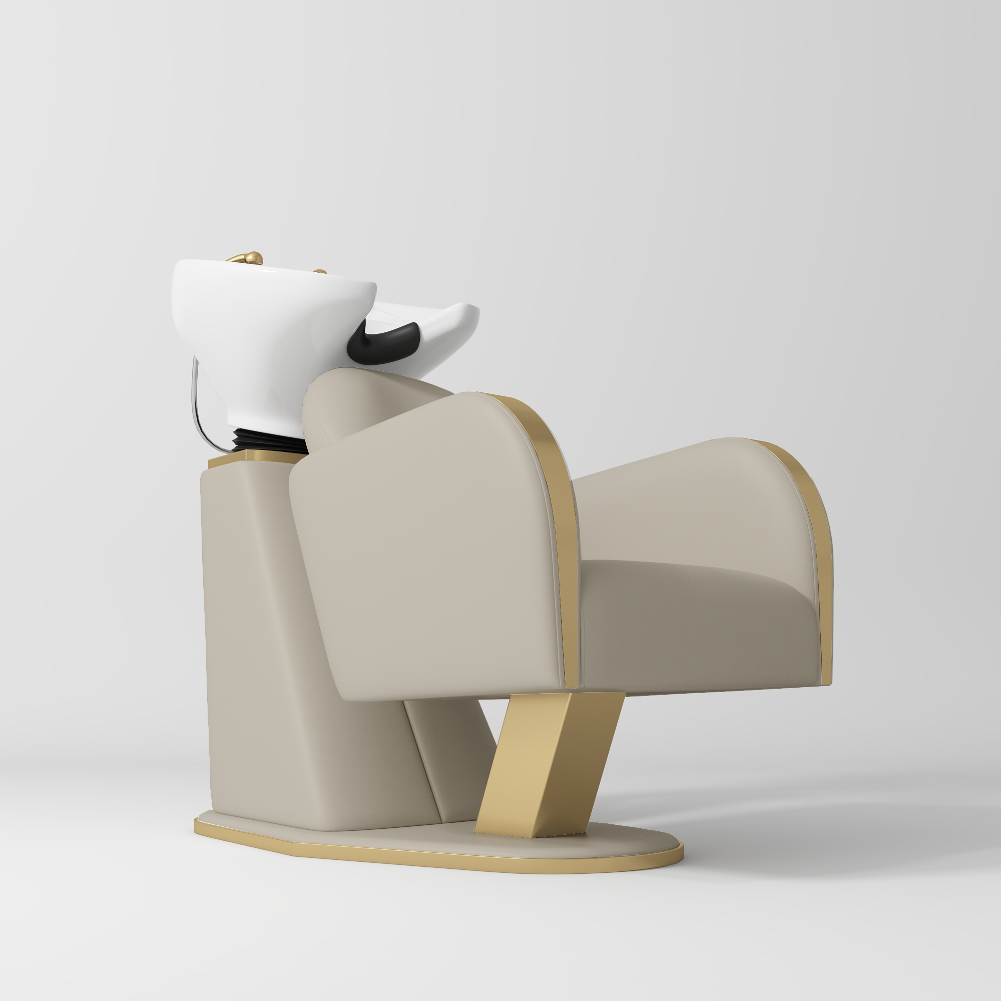 Atelier Professional Salon Shampoo Chair with Adjustable Ceramic Basin Stone Taupe