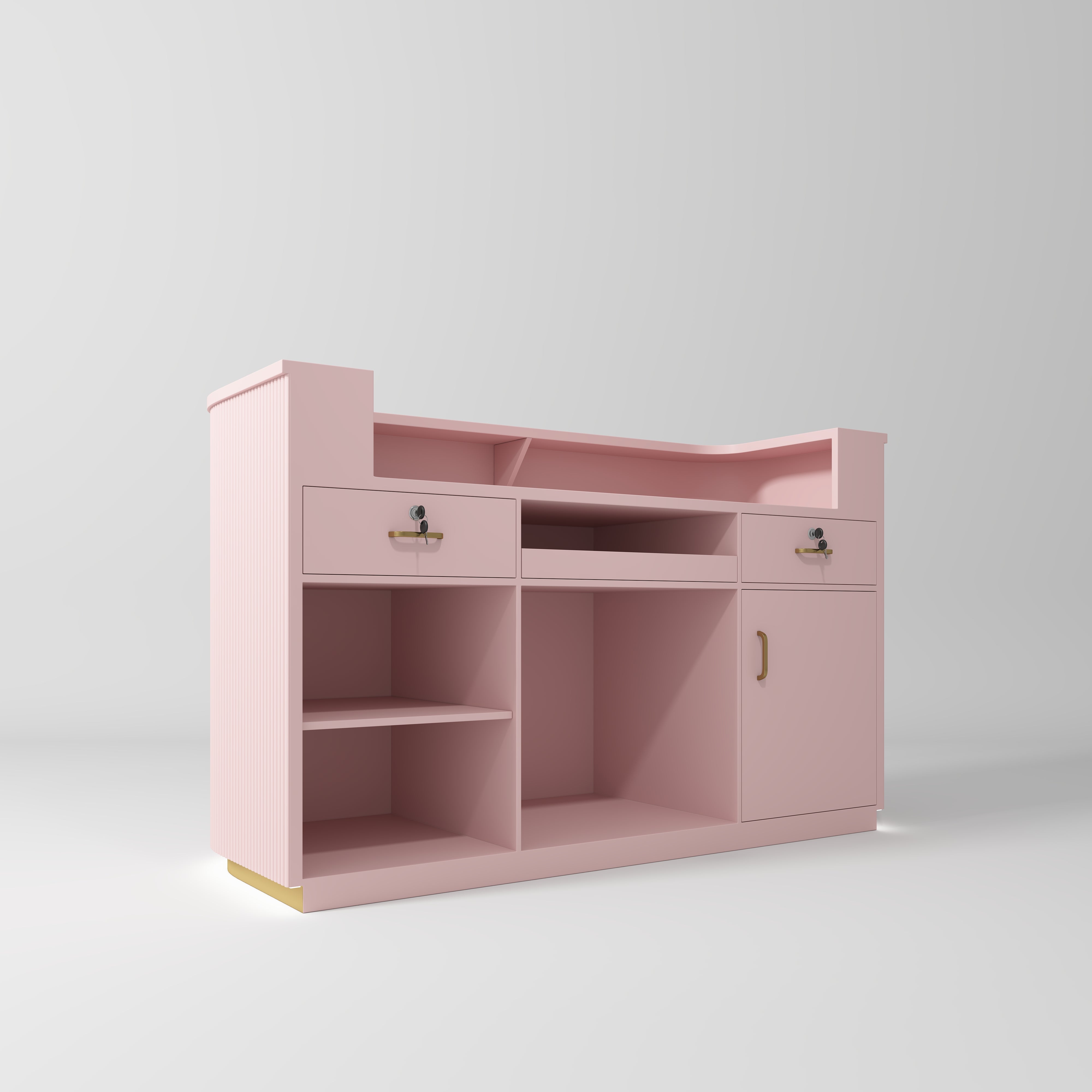 Averne Elegant LED Salon Reception Desk Sleek Modern Design Bare Blush Back