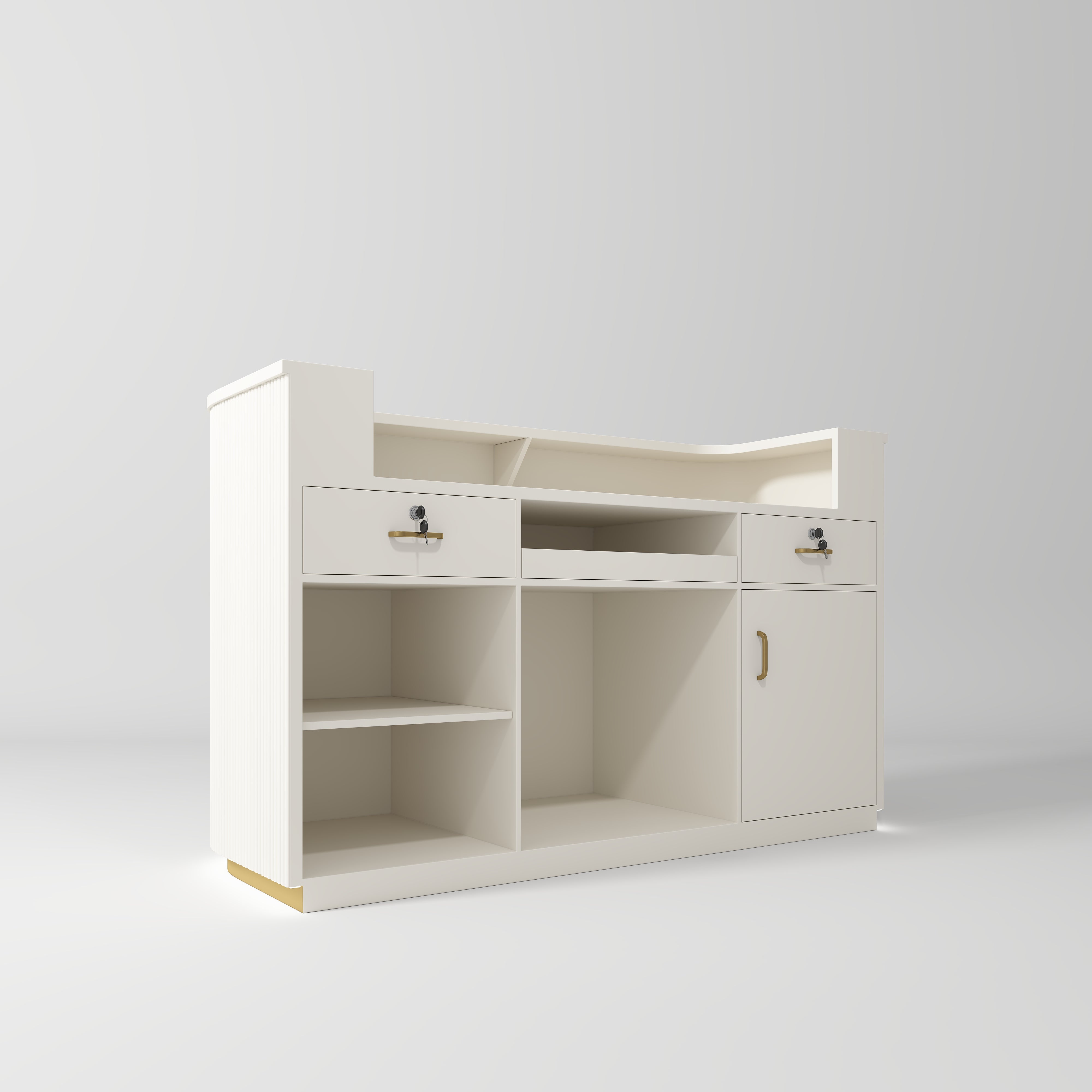 Averne Elegant LED Salon Reception Desk Sleek Modern Design Creamy Back