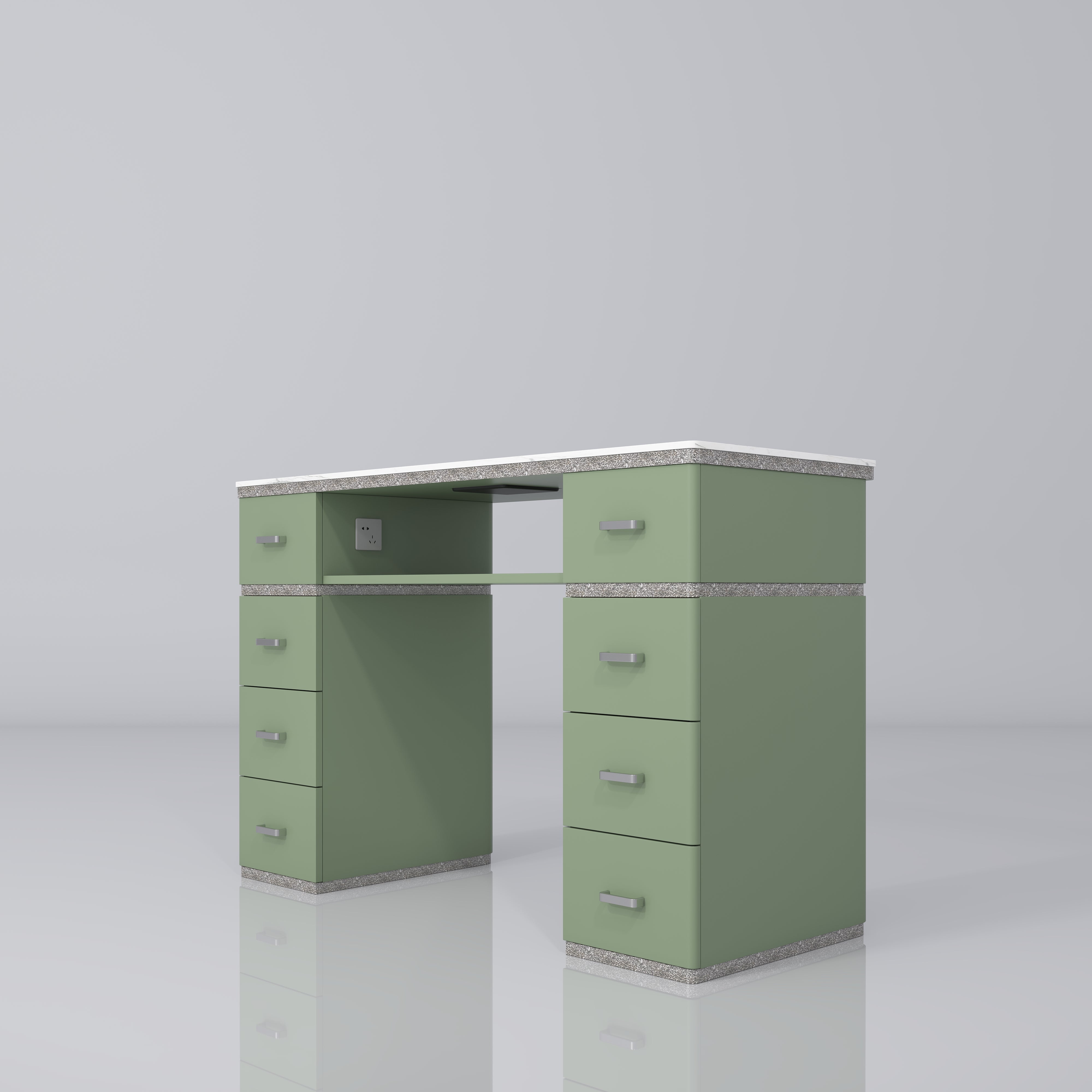 Crystal Touch Manicure Table with Built-In Nail Dust Extractor Olive
