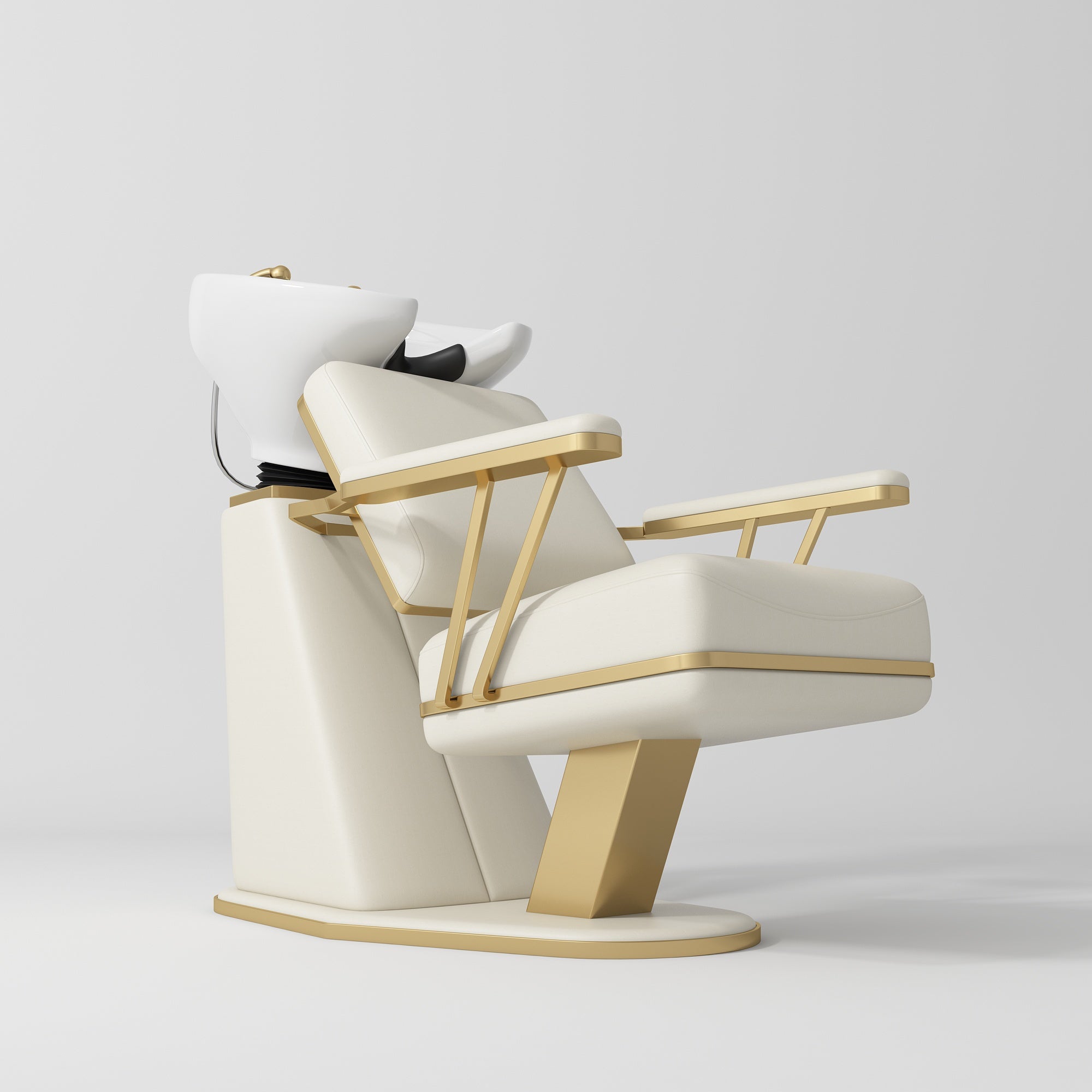 Maison Refined Salon Shampoo Chair with Adjustable Ceramic Basin Creamy