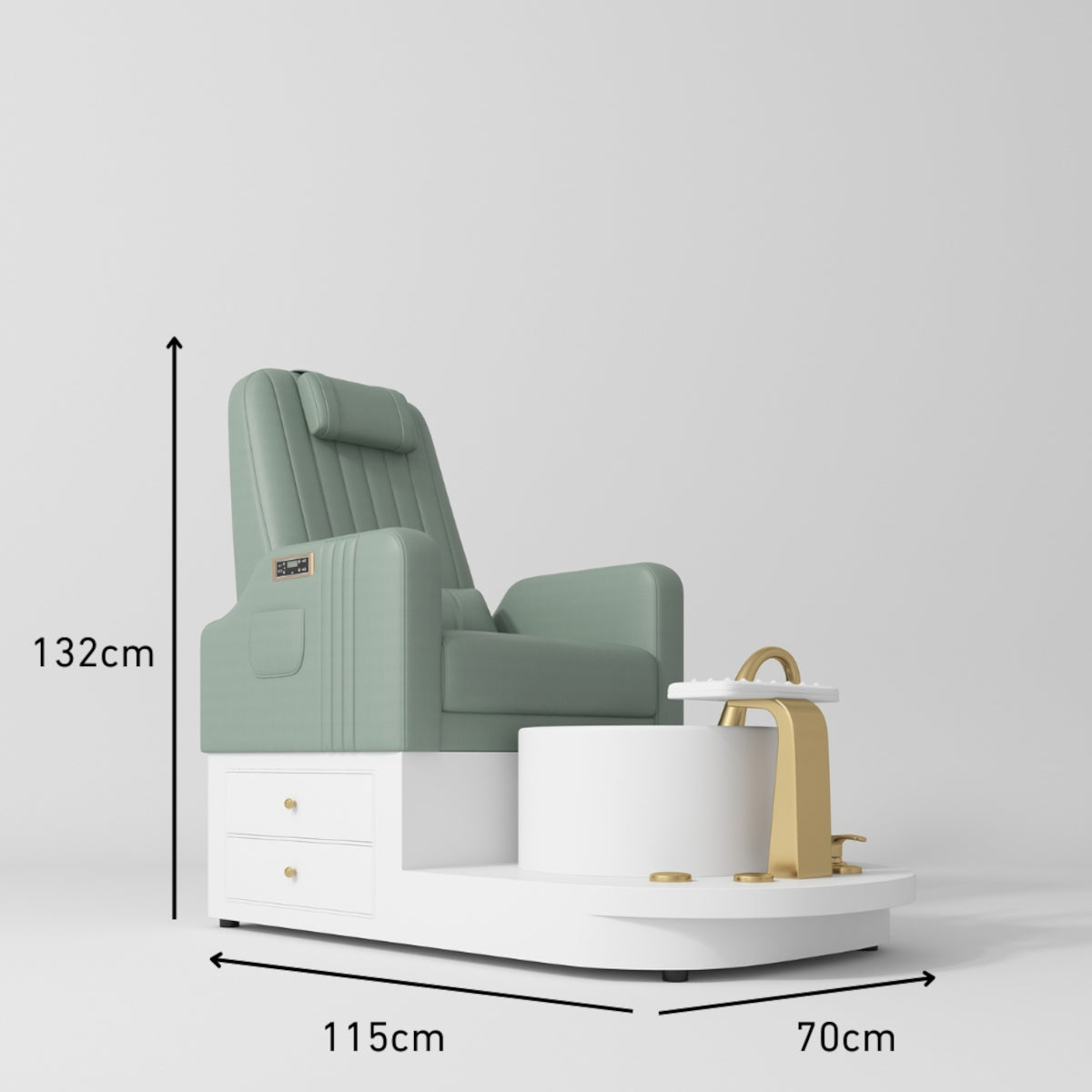 Noémie Luxury Electric Pedicure Chair Set with Massage Backrest & Matching Stool Olive