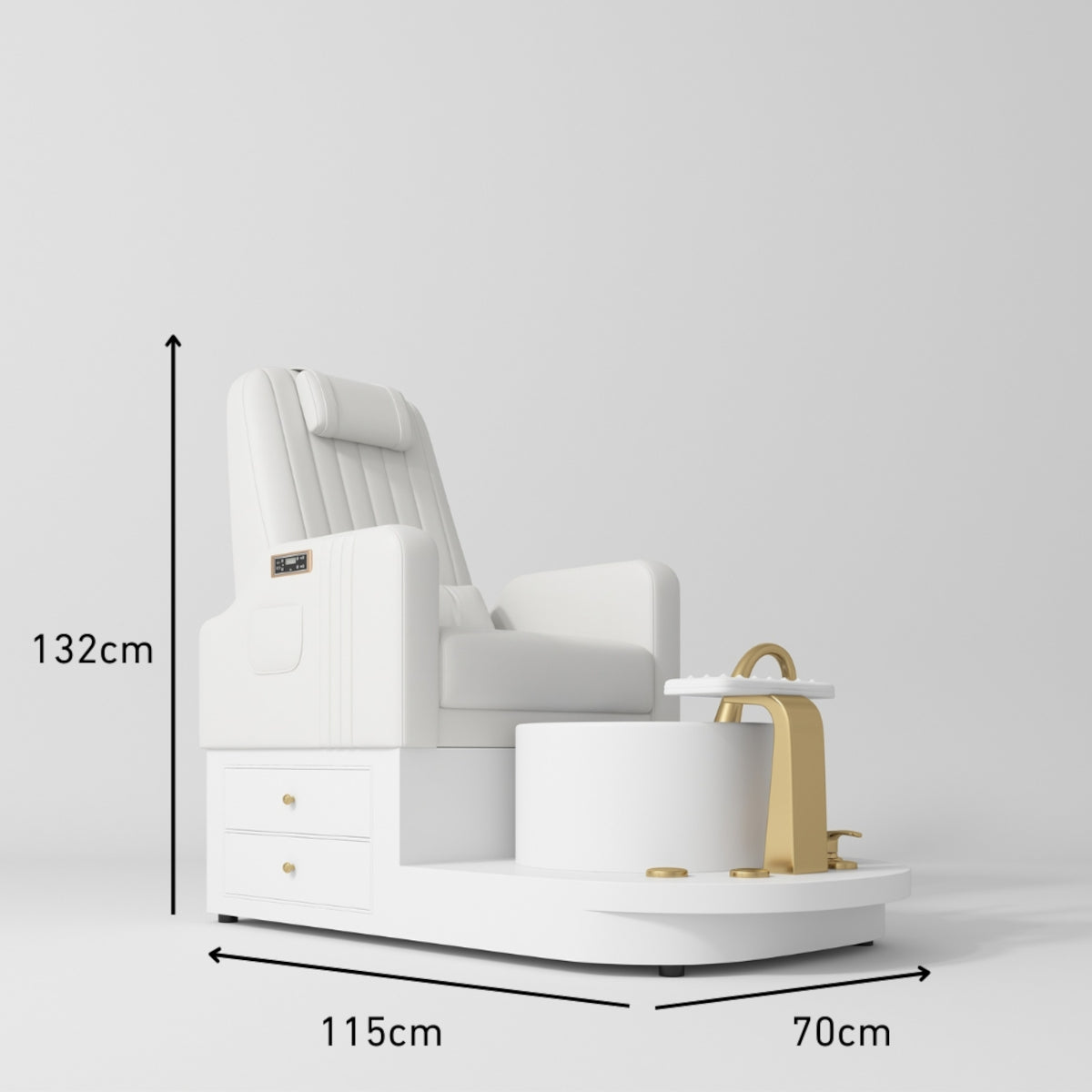 Noémie Luxury Electric Pedicure Chair Set with Massage Backrest & Matching Stool White