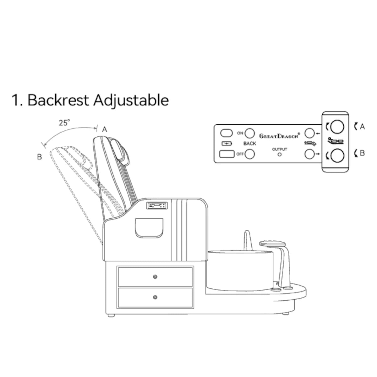 Noémie Luxury Electric Pedicure Chair with Massage Backrest Warm Beige