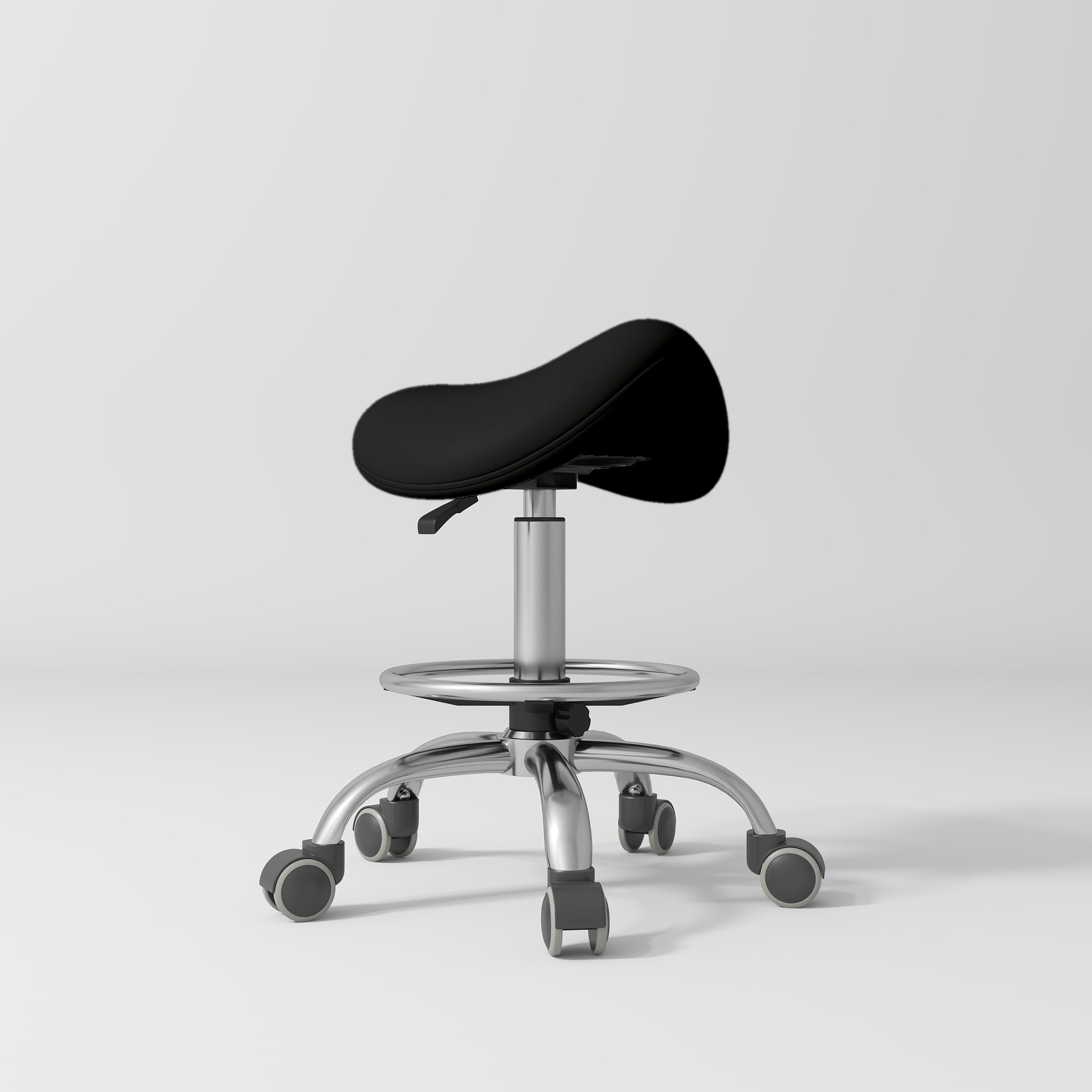 Selle Ergonomic Saddle Beauty Stool – 360° Rotation Black Silver Base
