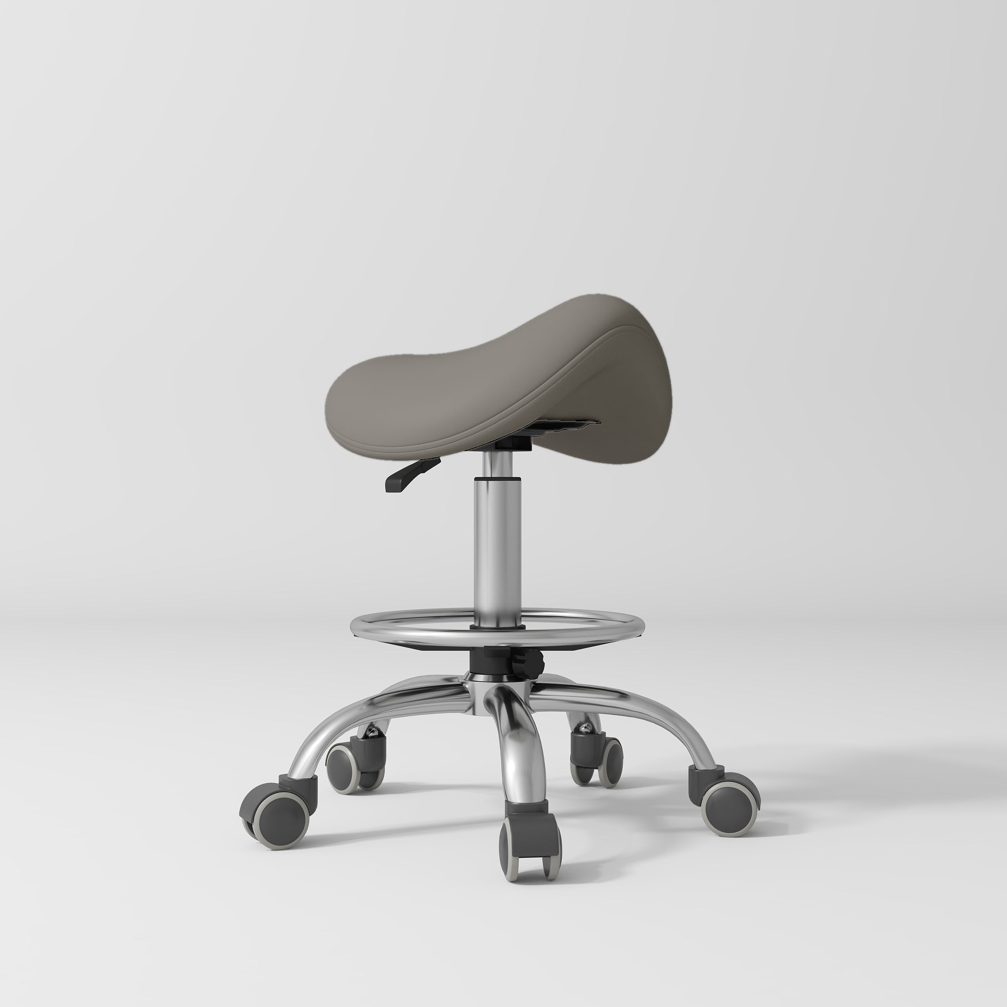 Selle Ergonomic Saddle Beauty Stool – 360° Rotation Deep Ash Silver Base