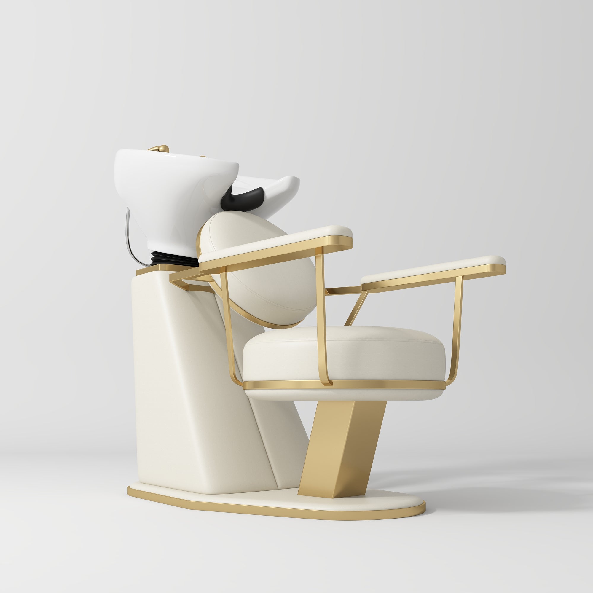 Élise Luxury Salon Shampoo Chair with Adjustable Ceramic Basin Creamy