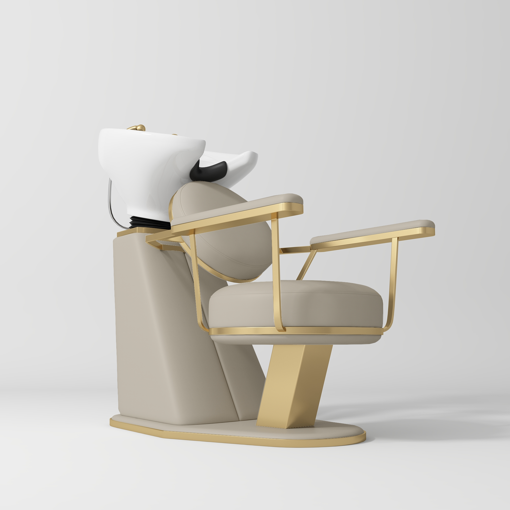 Élise Luxury Salon Shampoo Chair with Adjustable Ceramic Basin Stone Taupe