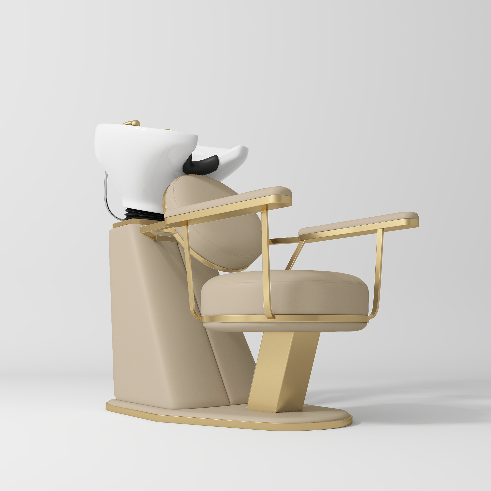 Élise Luxury Salon Shampoo Chair with Adjustable Ceramic Basin Warm Beige