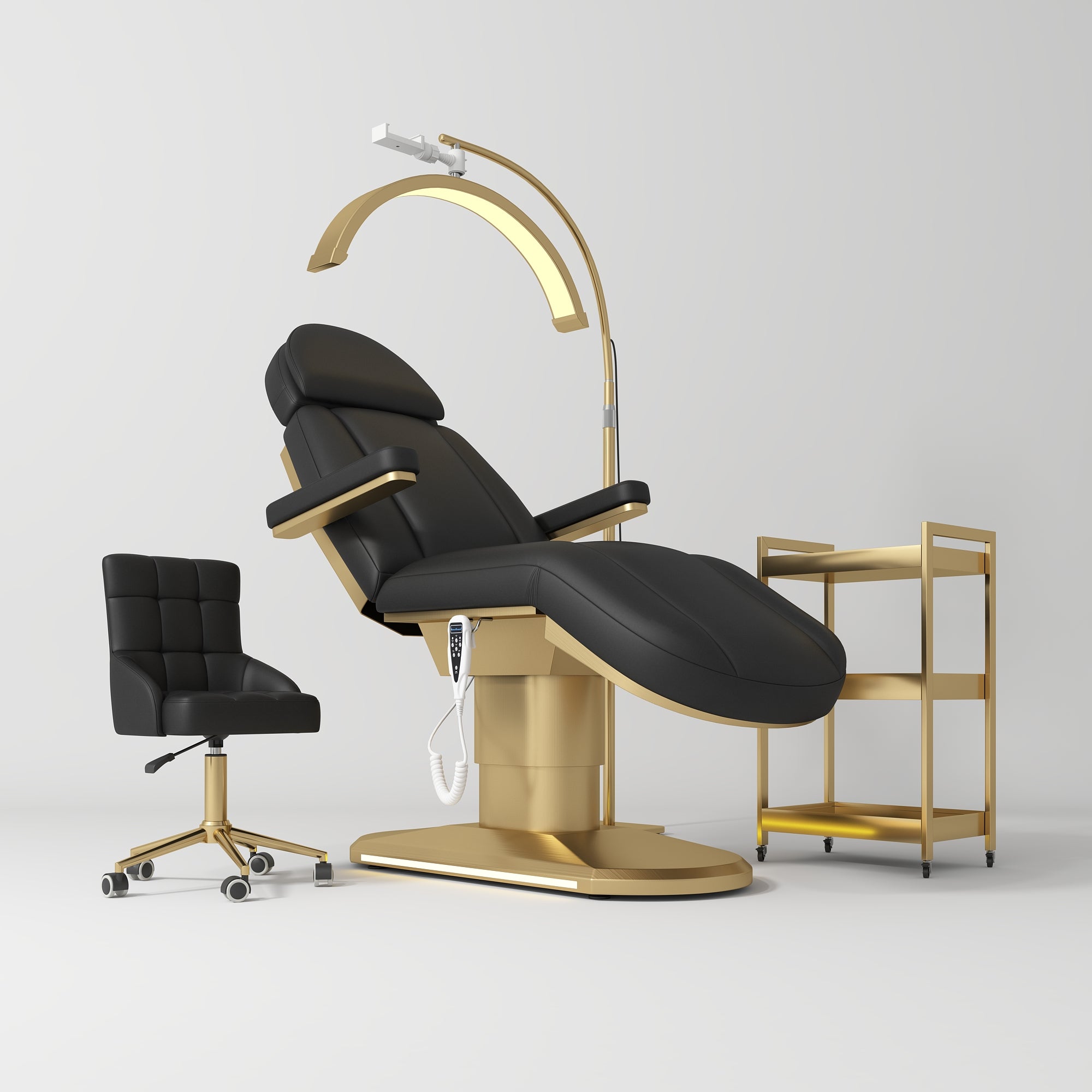 Étoile Complete Beauty Salon Set – Beauty Bed, Chair, Moonlight Lamp & Trolley Black