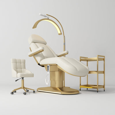 Étoile Complete Beauty Salon Set – Beauty Bed, Chair, Moonlight Lamp & Trolley Creamy