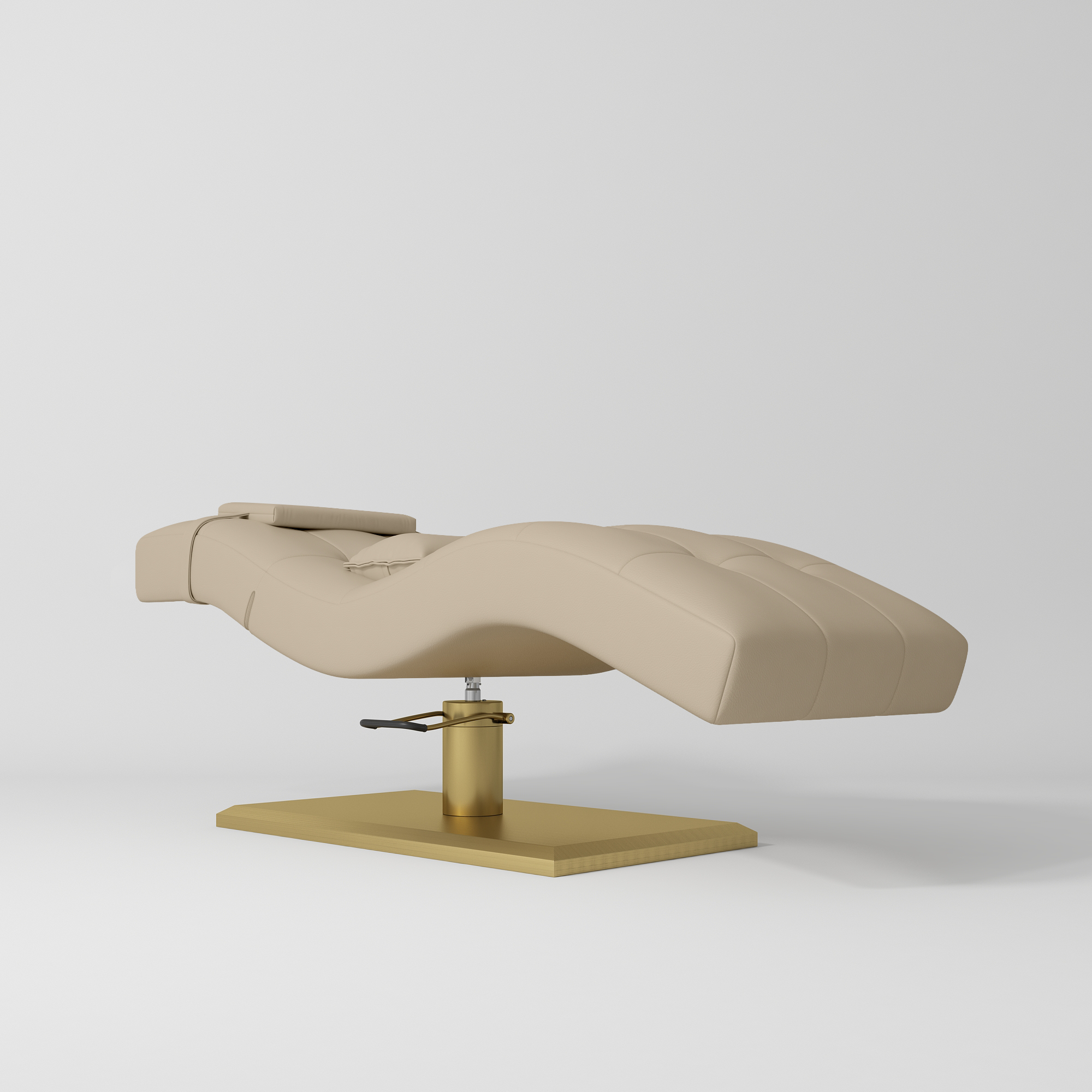 Prestige Hydraulic Eyelash Bed – Adjustable Headrest & High-Density Sponge Warm Beige