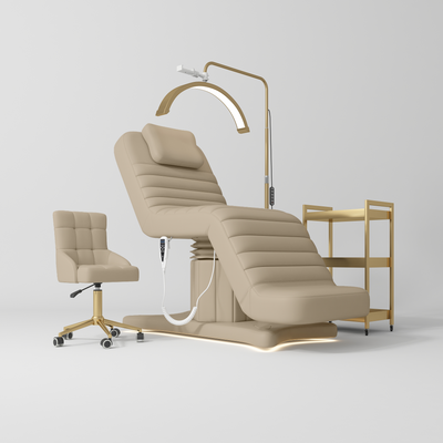 Grandeur Professional Studio Set – Beauty Bed, Chair, Moonlight & Trolley Warm Beige