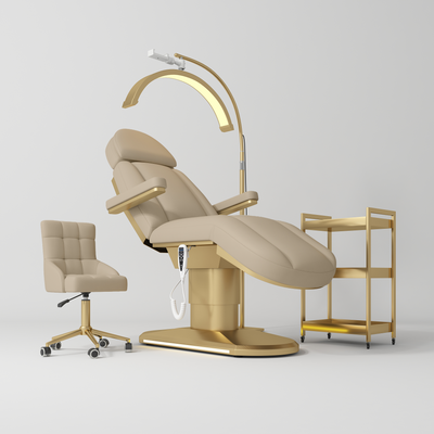 Étoile Complete Beauty Salon Set – Beauty Bed, Chair, Moonlight Lamp & Trolley Warm Beige