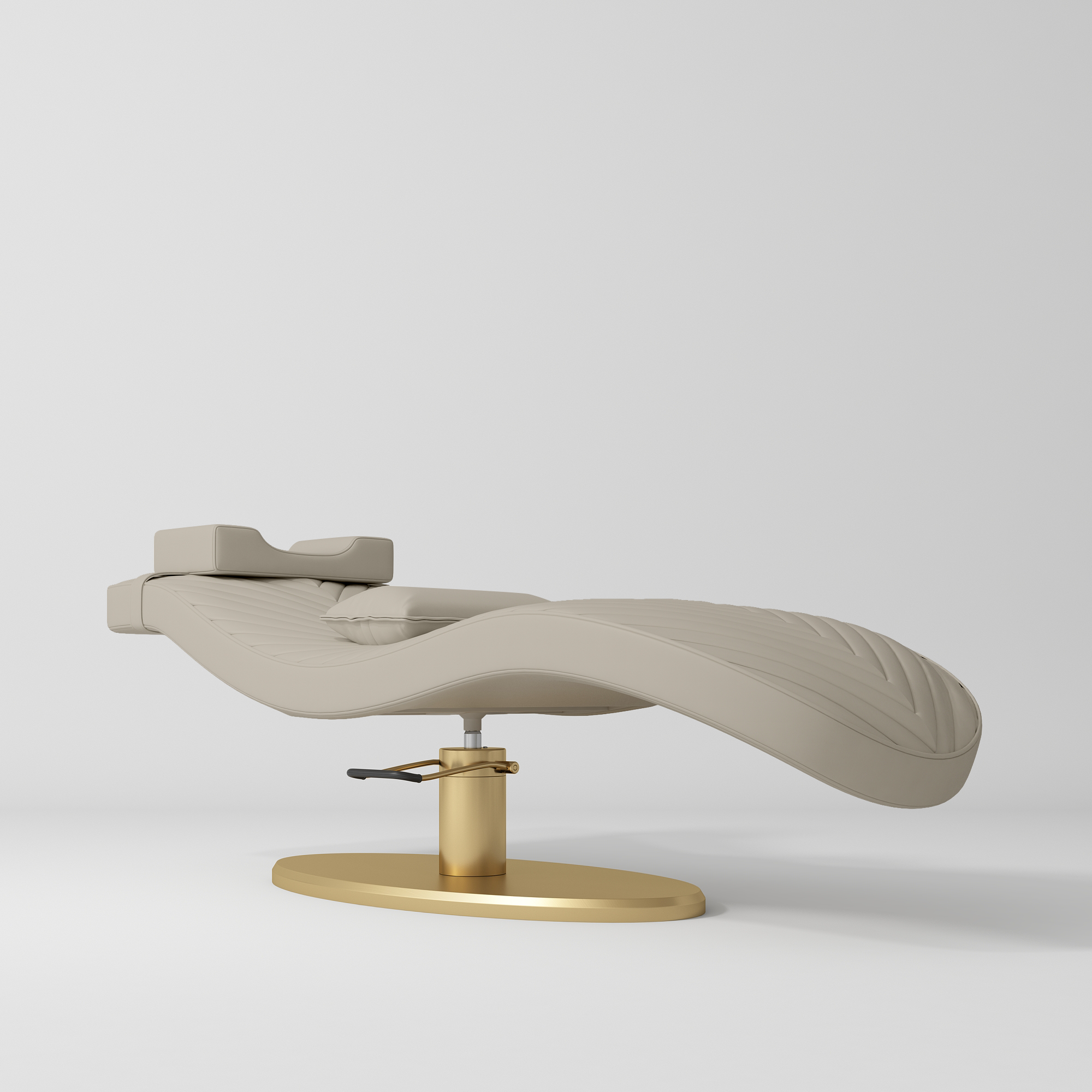 Royale Ergonomic Luxury Lash Beauty Bed Stone Taupe Gold Base