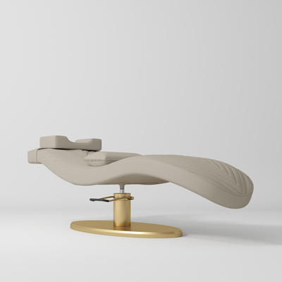 Royale Ergonomic Luxury Lash Beauty Bed Stone Taupe Gold Base