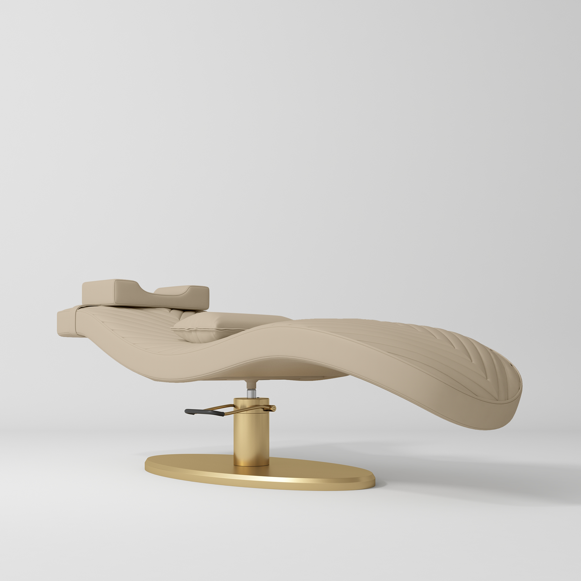 Royale Ergonomic Luxury Lash Beauty Bed Warm Beige Gold Base