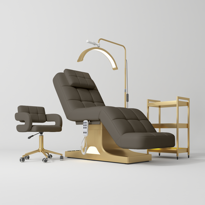 Saphir Version A Complete Beauty Salon Set – Beauty Bed, Chair, Moonlight Lamp & Trolley Cocoa Mocha