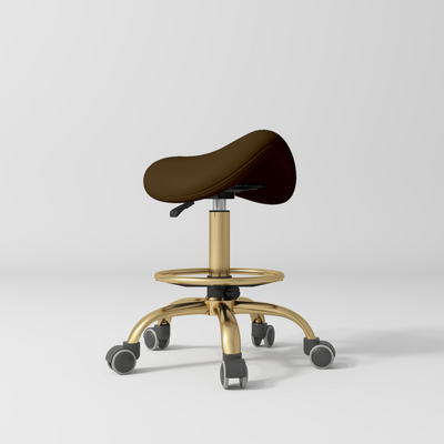 Selle Ergonomic Saddle Beauty Stool – 360° Rotation Cocoa Mocha Gold Base