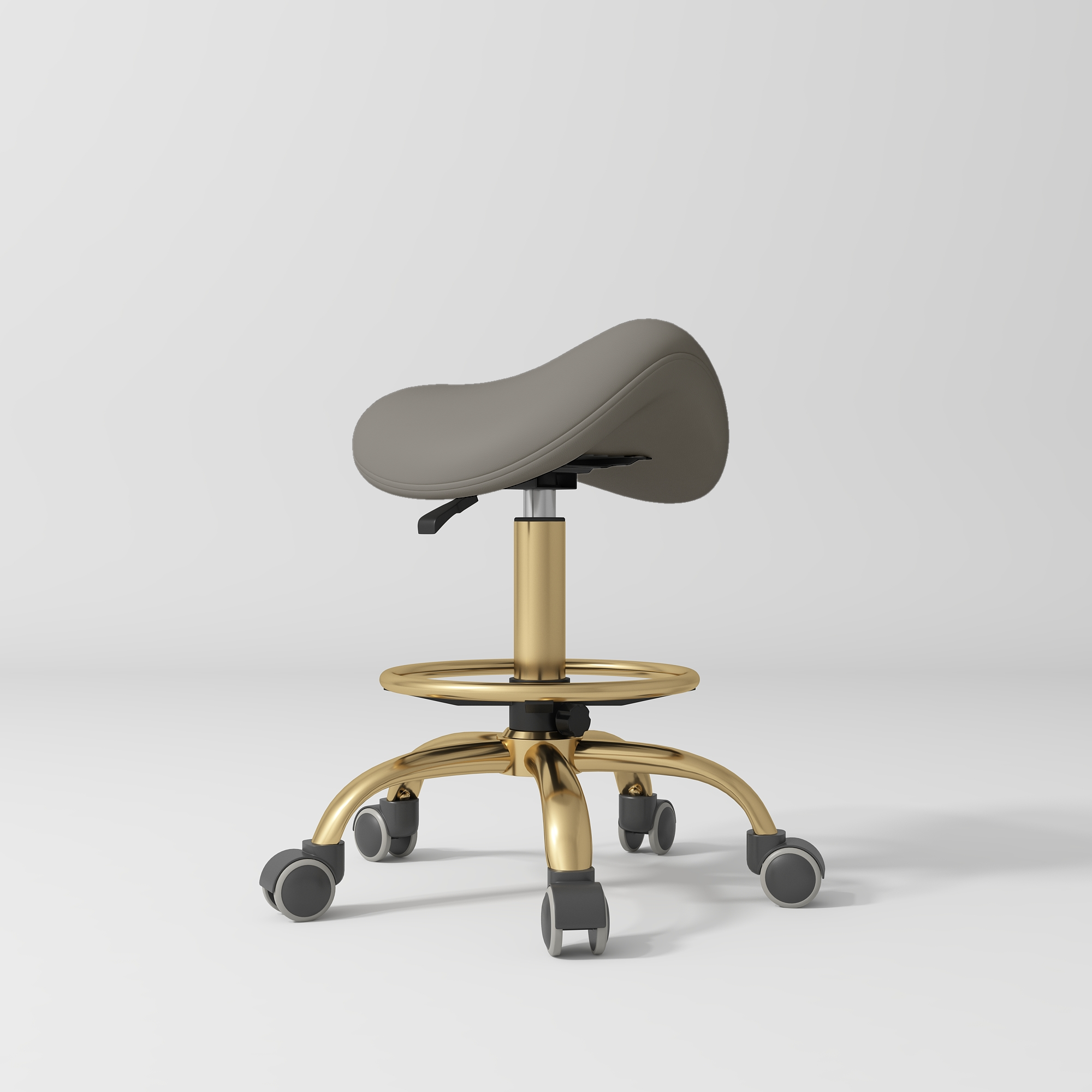 Selle Ergonomic Saddle Beauty Stool – 360° Rotation Deep Ash Gold Base