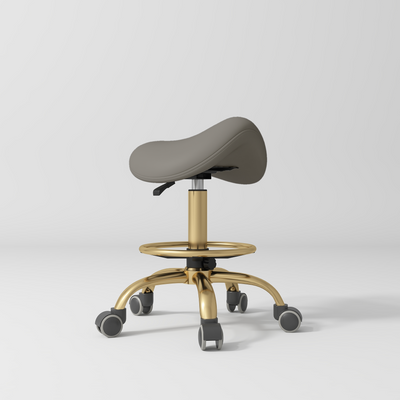 Selle Ergonomic Saddle Beauty Stool – 360° Rotation Deep Ash Gold Base