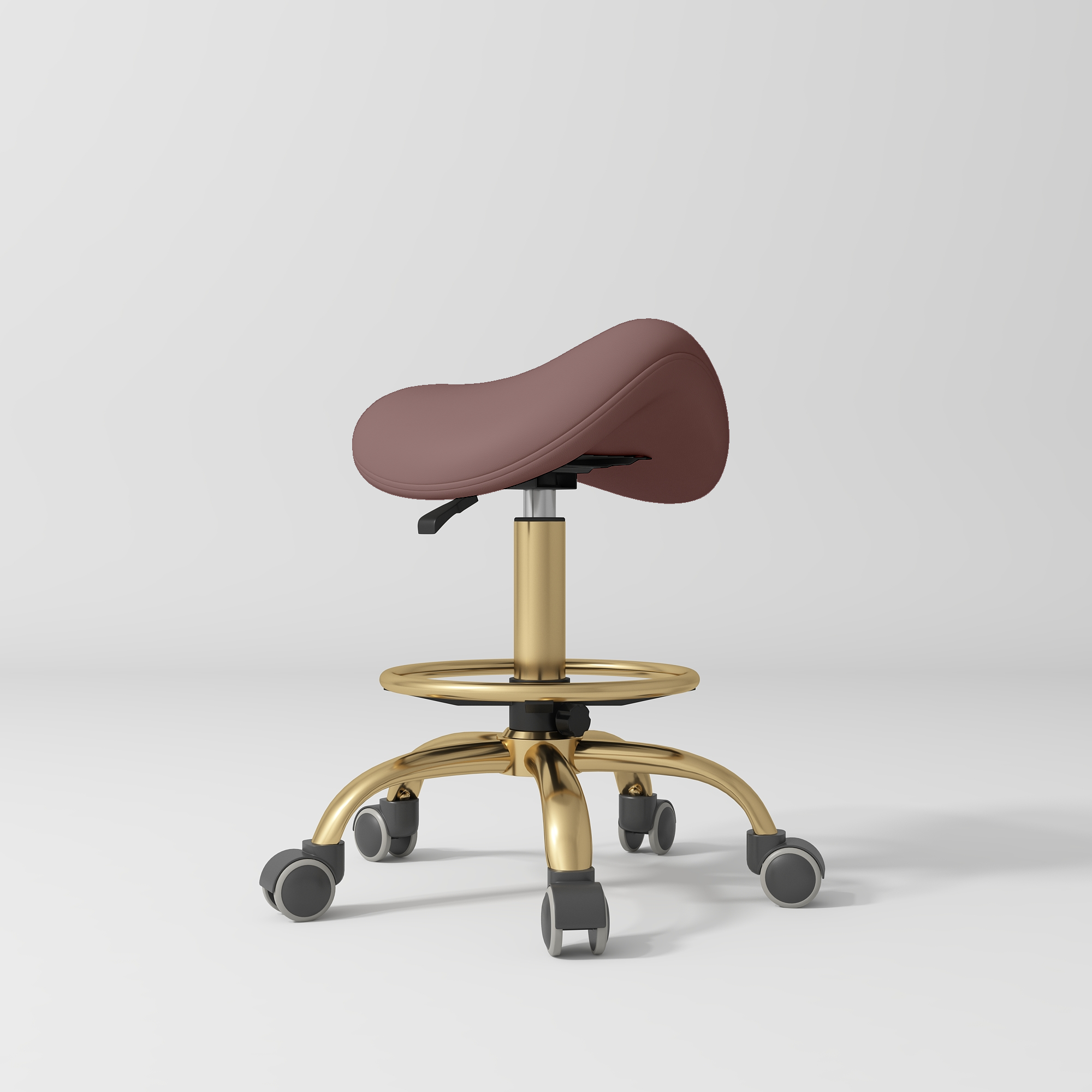 Selle Ergonomic Saddle Beauty Stool – 360° Rotation Dusty Rose Gold Base