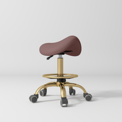 Selle Ergonomic Saddle Beauty Stool – 360° Rotation Dusty Rose Gold Base