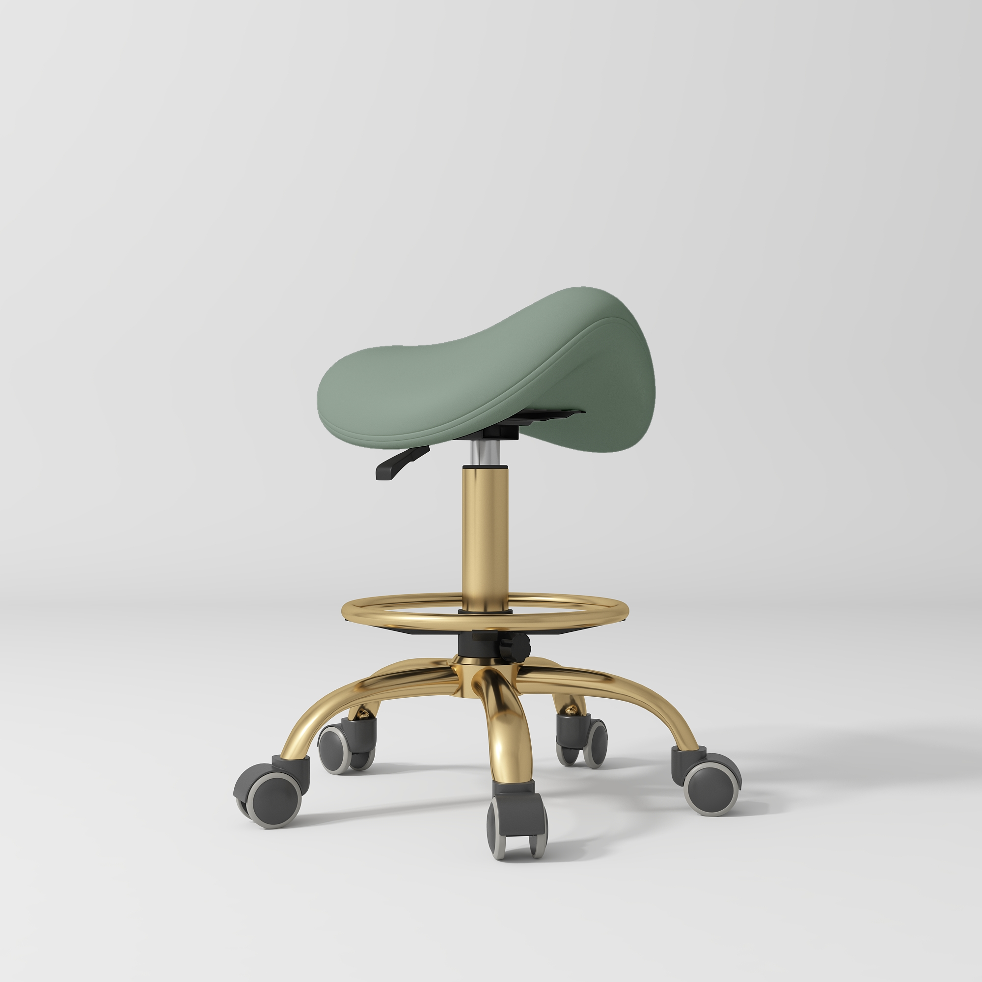 Selle Ergonomic Saddle Beauty Stool – 360° Rotation Olive Gold Base
