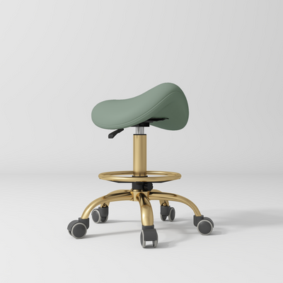 Selle Ergonomic Saddle Beauty Stool – 360° Rotation Olive Gold Base