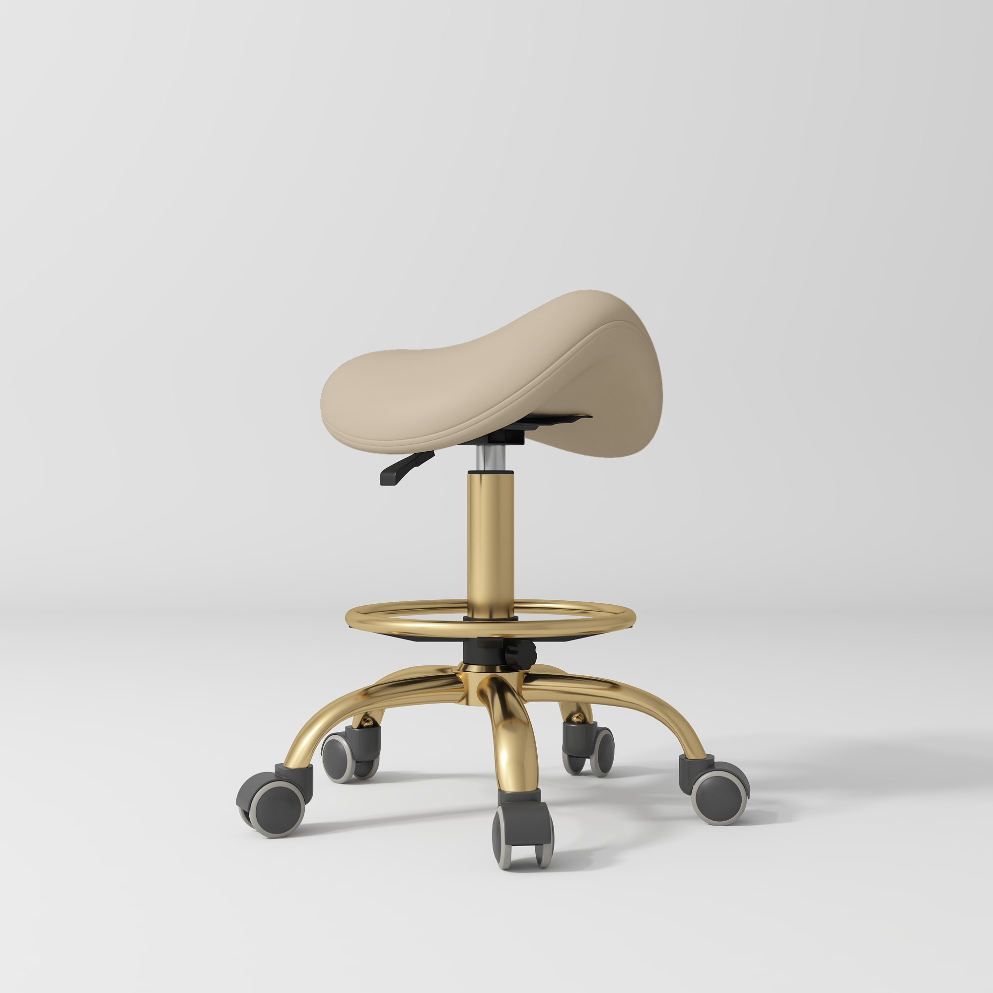 Selle Ergonomic Saddle Beauty Stool – 360° Rotation Warm Beige
