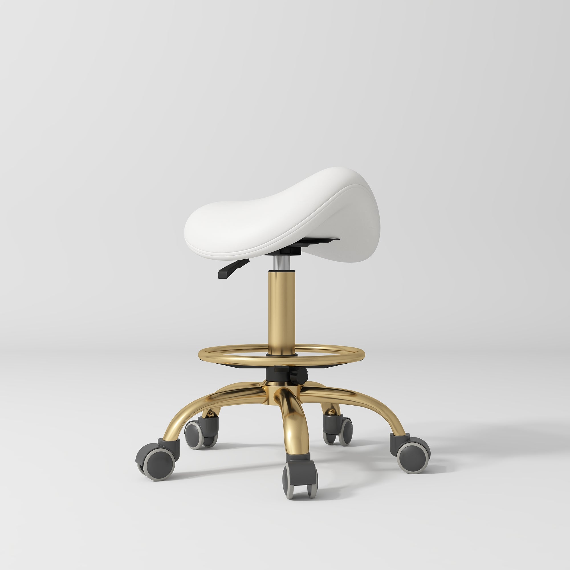 Selle Ergonomic Saddle Beauty Stool – 360° Rotation White Gold Base