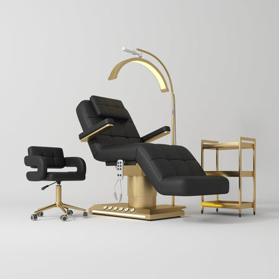 Saphir Version B Premium Complete Beauty Salon Set – Beauty Bed, Chair, Moonlight Lamp & Trolley Black