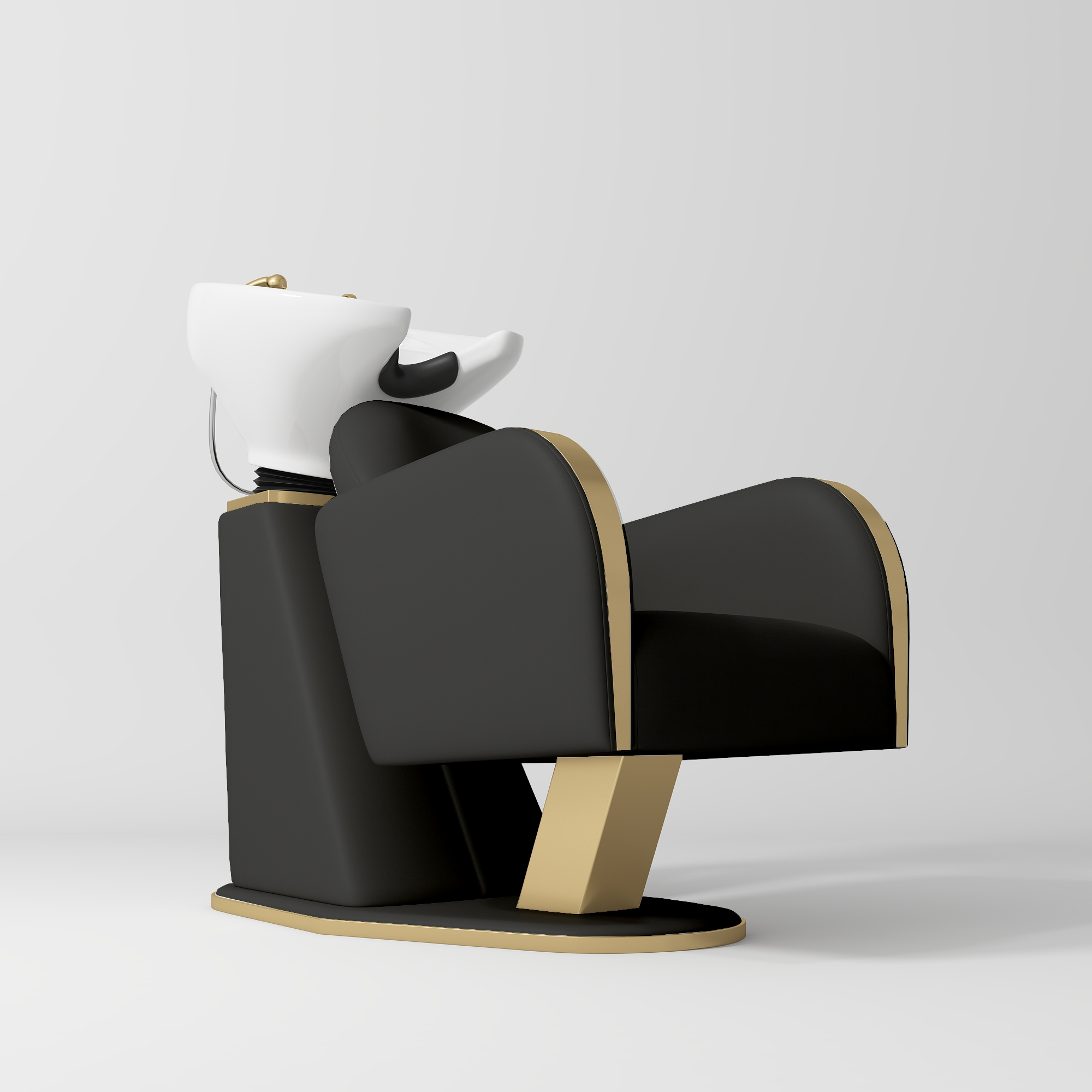 Atelier Professional Salon Shampoo Chair with Adjustable Ceramic Basin Black
