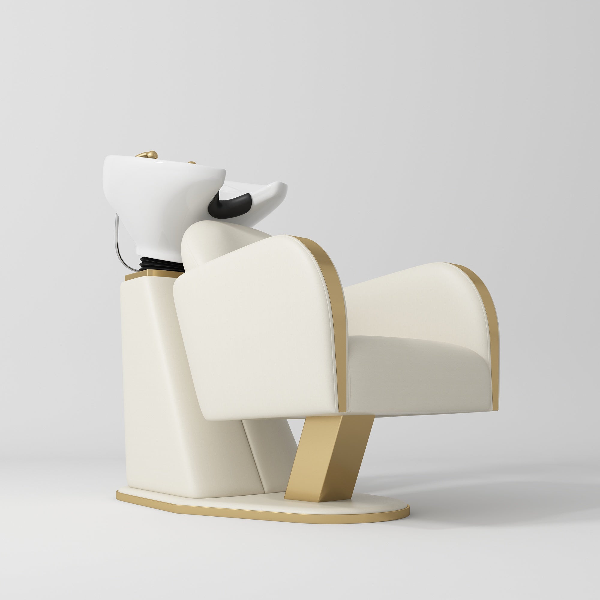 Atelier Professional Salon Shampoo Chair with Adjustable Ceramic Basin Creamy