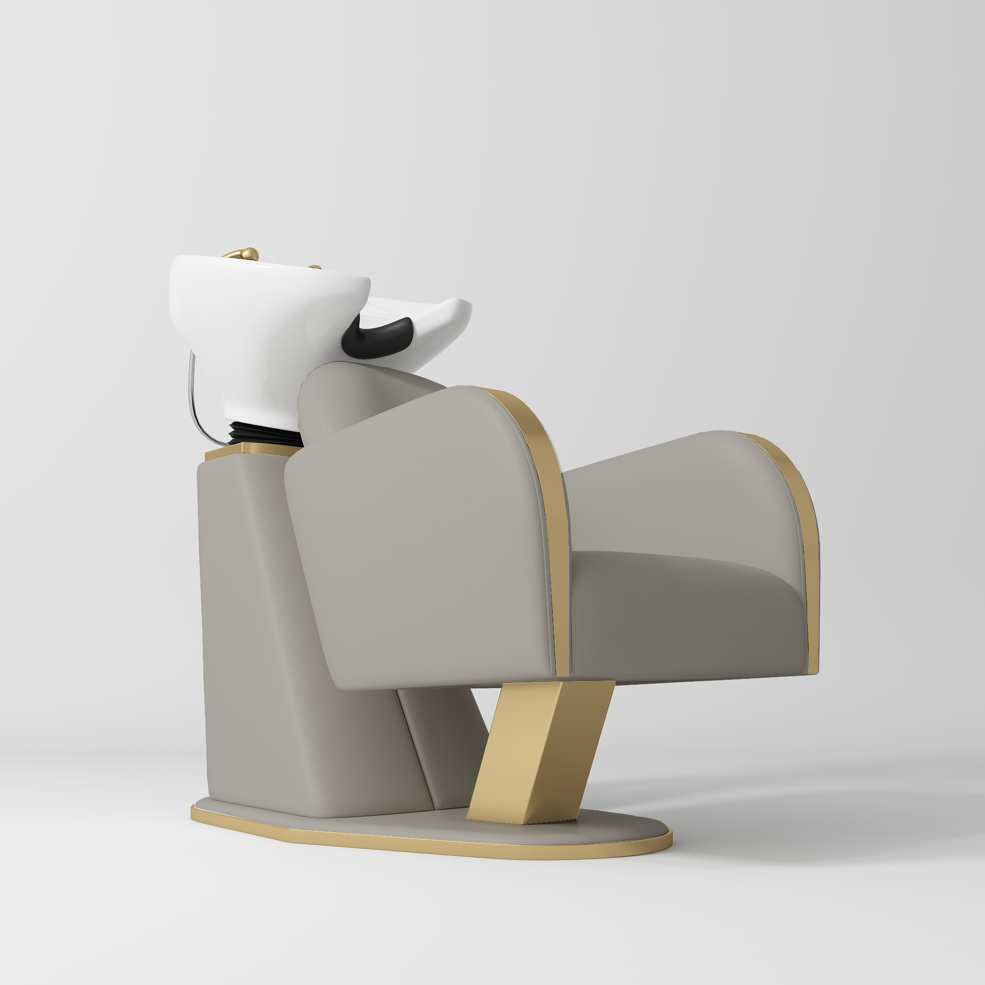 Atelier Professional Salon Shampoo Chair with Adjustable Ceramic Basin Pearl Greige