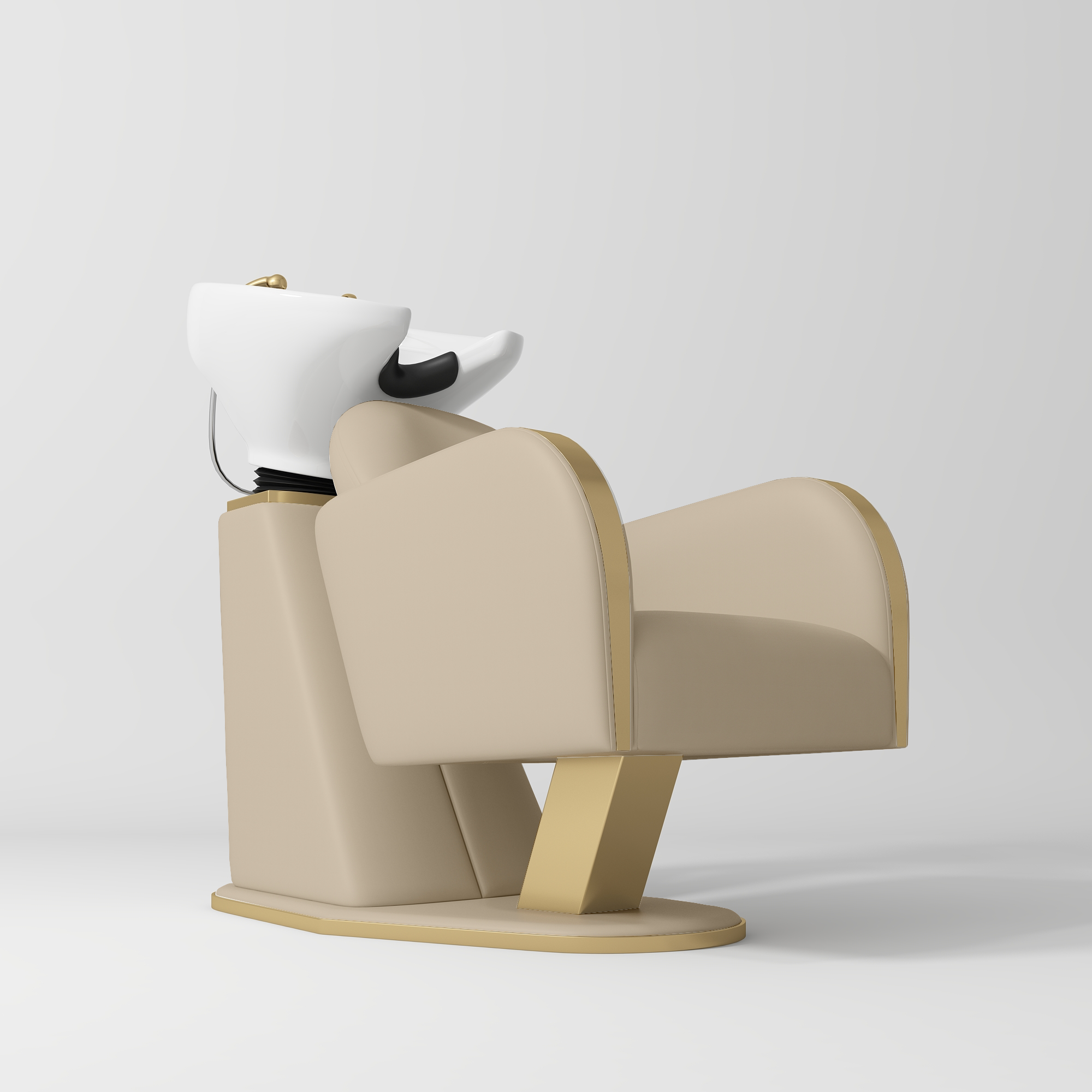 Atelier Professional Salon Shampoo Chair with Adjustable Ceramic Basin Warm Beige
