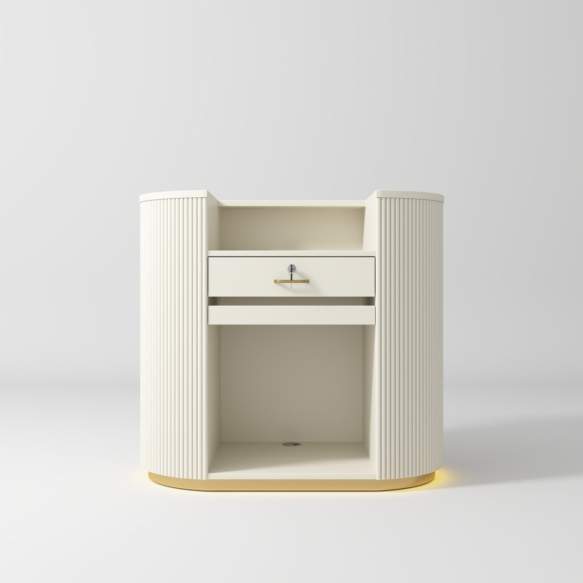 Averne Elegant LED Salon Reception Desk Sleek Modern Design Creamy
