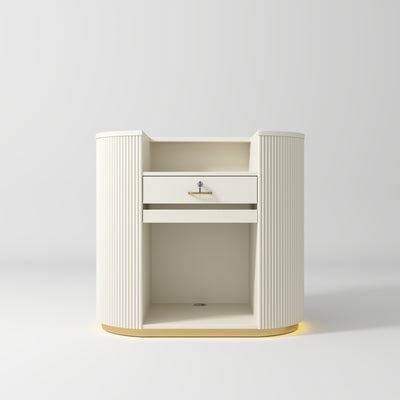 Averne Elegant LED Salon Reception Desk Sleek Modern Design Creamy