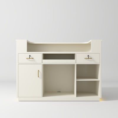 Averne Elegant LED Salon Reception Desk Sleek Modern Design Creamy
