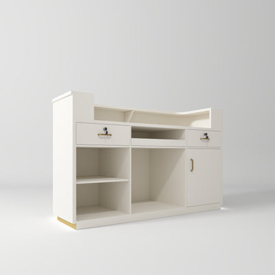 Averne Elegant LED Salon Reception Desk Sleek Modern Design Creamy Back