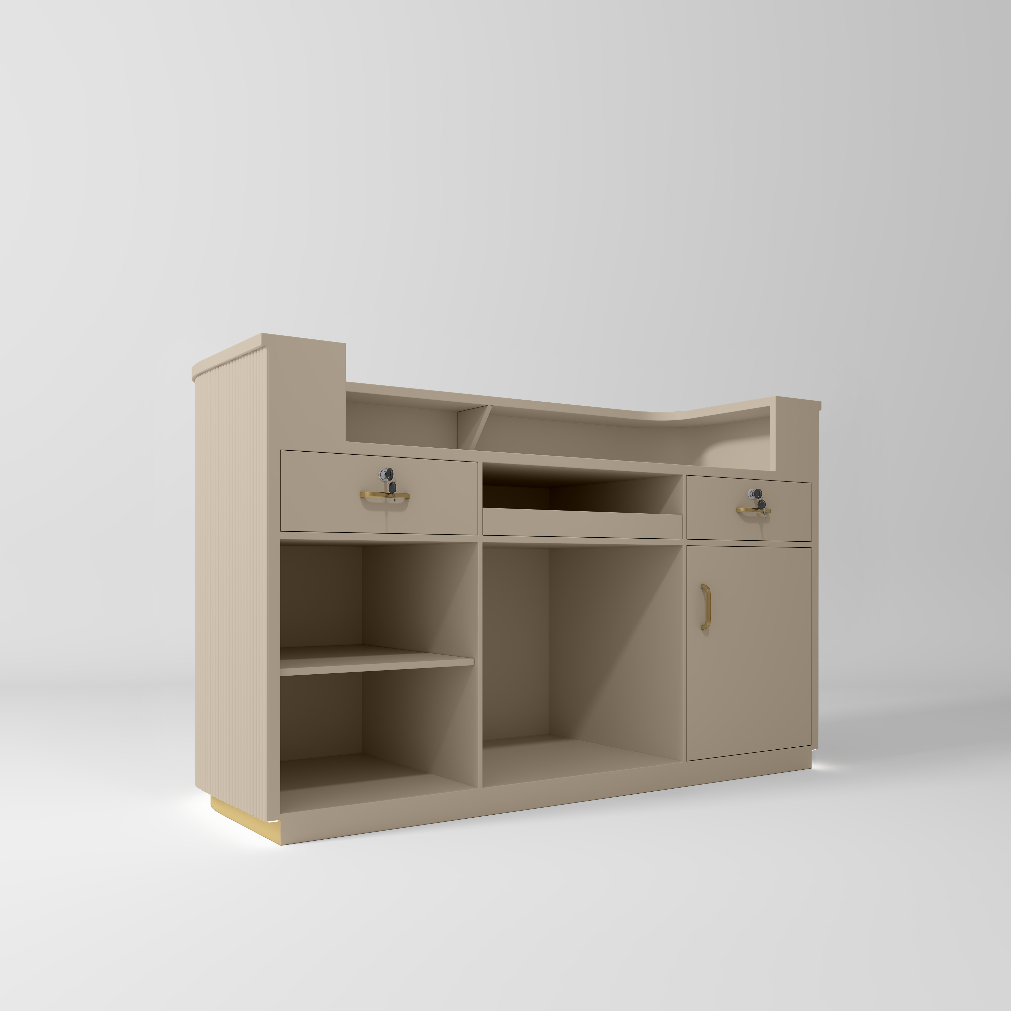 Averne Elegant LED Salon Reception Desk Sleek Modern Design Warm Beige Back