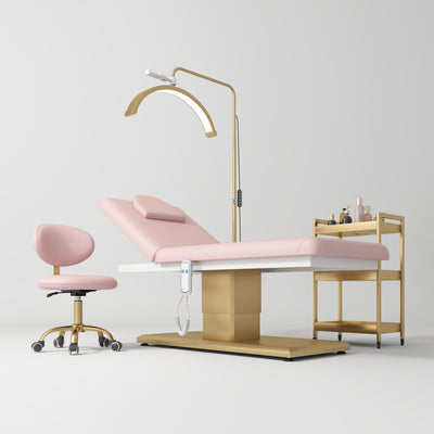 Chérie Premium Electric Beauty Salon Set 4-Piece Beauty Bed, Chair, Moonlight Lamp & Trolley Bare Blush
