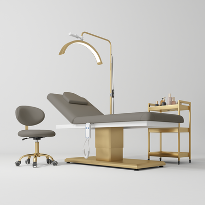 Chérie Premium Electric Beauty Salon Set 4-Piece Beauty Bed, Chair, Moonlight Lamp & Trolley Deep Ash
