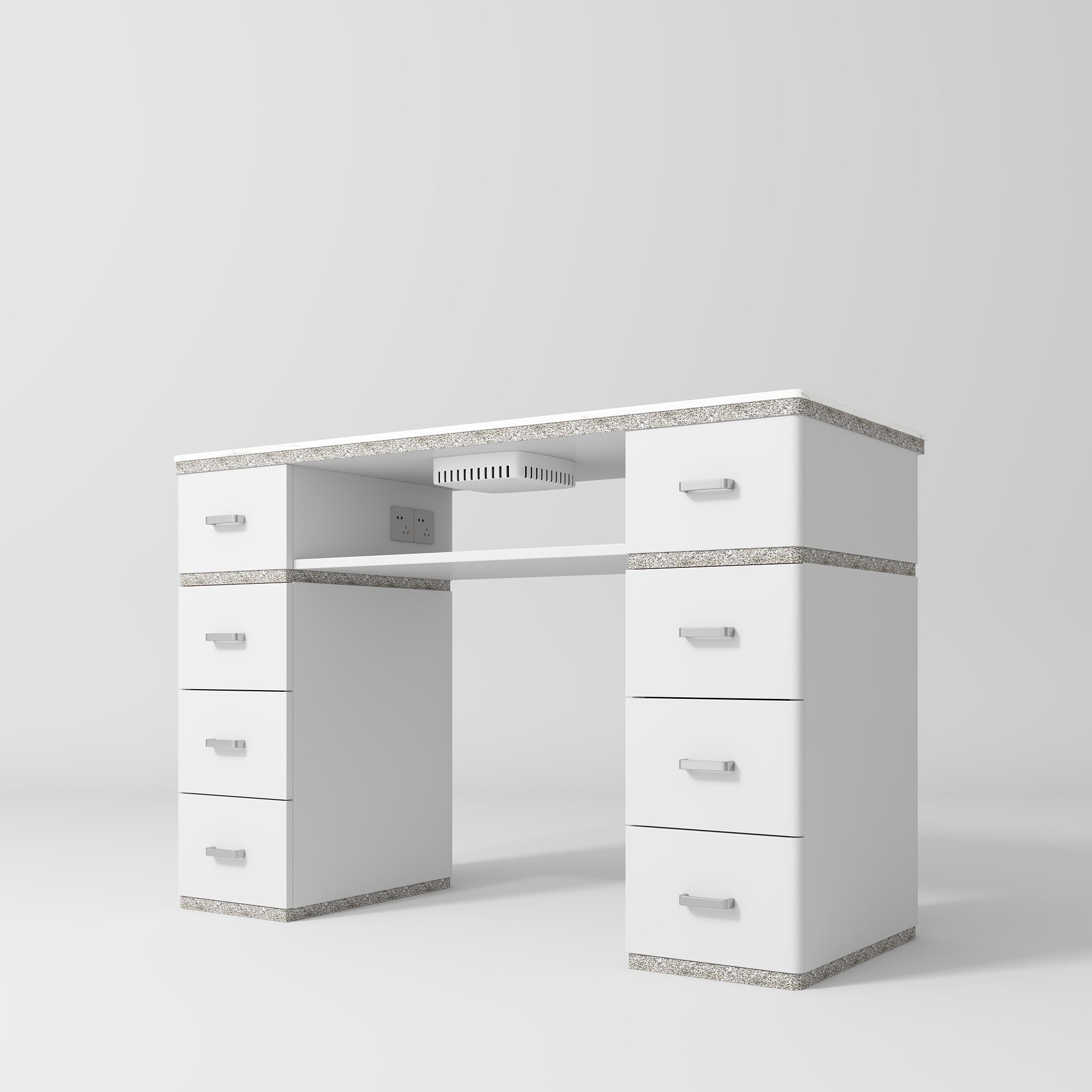 Crystal Touch Manicure Table with Built-In Nail Dust Extractor White