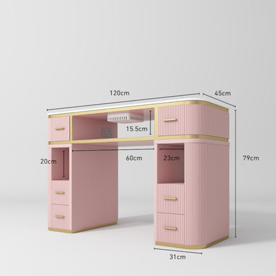 Glam Station Manicure Set – Table with Built-In Dust Extractor & Two Chairs Bare Blush